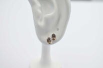 Małe Kolczyki Kwarc Dymny Fasetowany Sztyft Srebro 925 - 4