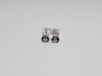 Małe Kolczyki Ametyst Sztyft Srebro 925 - 2