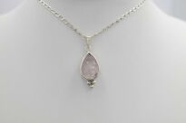 Zawieszka Surowy Morganit Niepolerowany Łezka Srebro 925 - 14