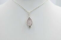 Zawieszka Surowy Morganit Niepolerowany Łezka Srebro 925 - 6