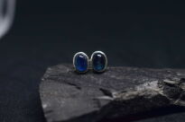 Kolczyki srebrne 925 sztyfty z cyjanitem kianitem niebieskie minimalistyczne - 8