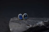 Kolczyki srebrne 925 sztyfty z cyjanitem kianitem niebieskie minimalistyczne - 12