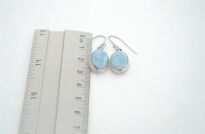 Wiszące Kolczyki Larimar Owalny Srebro 925 Rękodzieło - 12