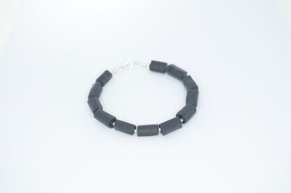 Bransoleta Czarny Turmalin Naturalny Srebro 925