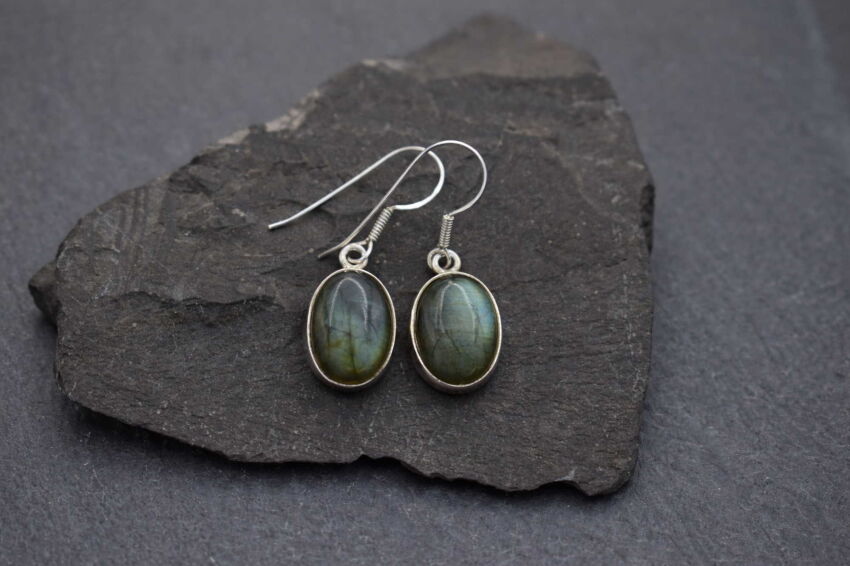 Kolczyki z labradorytem wiszące srebro 925