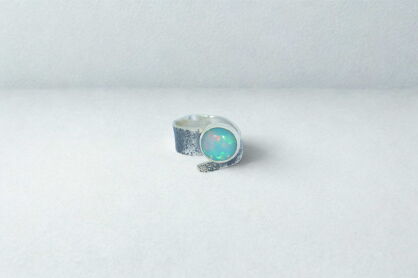 Pierścień Opal Etiopski Wello Srebro 925 Rękodzieło
