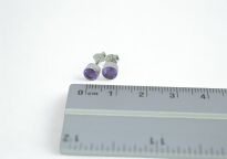 Małe Kolczyki Ametyst Fasetowany Sztyft Srebro 925 - 8