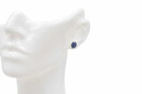 Kolczyki srebrne 925 kianit cyjanit niebieski owal sztyfty minimalistyczne - 2