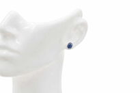 Kolczyki srebrne 925 kianit cyjanit niebieski owal sztyfty minimalistyczne - 5