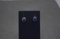 Kolczyki srebrne 925 kianit cyjanit niebieski owal sztyfty minimalistyczne - 6