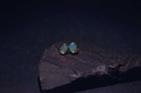 Srebrne kolczyki z naturalnym opalem etiopskim owalne srebro 925 - 13