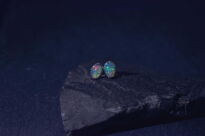 Srebrne kolczyki z naturalnym opalem etiopskim owalne srebro 925 - 14