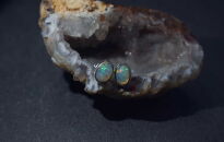 Srebrne kolczyki z naturalnym opalem etiopskim owalne srebro 925 - 12