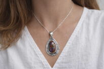 Srebrny wisior z australijskim opalem boulder światło zamknięte w kamieniu srebro 925 - 4