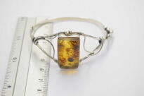 Bransoleta srebrna z bursztynem bałtyckim prostokąt, rękodzieło - 10