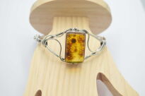 Bransoleta srebrna z bursztynem bałtyckim prostokąt, rękodzieło - 5