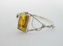 Bransoleta srebrna z bursztynem bałtyckim prostokąt, rękodzieło - 2