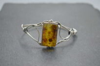 Bransoleta srebrna z bursztynem bałtyckim prostokąt, rękodzieło - 3