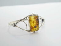 Bransoleta srebrna z bursztynem bałtyckim prostokąt, rękodzieło - 6