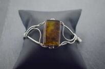 Bransoleta srebrna z bursztynem bałtyckim prostokąt, rękodzieło - 8