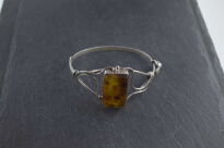 Bransoleta srebrna z bursztynem bałtyckim prostokąt, rękodzieło - 7