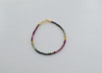Bransoletka z kolorowego turmalinu srebro złocone drobne fasetowane koraliki - 12