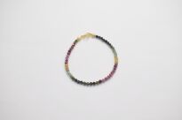 Bransoletka z kolorowego turmalinu srebro złocone drobne fasetowane koraliki - 13
