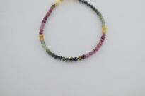 Bransoletka z kolorowego turmalinu srebro złocone drobne fasetowane koraliki - 8