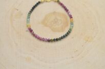 Bransoletka z kolorowego turmalinu srebro złocone drobne fasetowane koraliki - 3