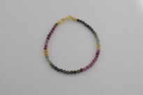 Bransoletka z kolorowego turmalinu srebro złocone drobne fasetowane koraliki - 10
