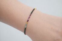 Bransoletka z kolorowego turmalinu srebro złocone drobne fasetowane koraliki - 4