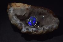 Pierścionek Ciemny Opal Australijski Srebro 925 r.16 Rękodzieło - 3