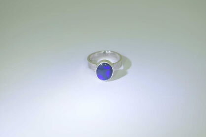 Pierścionek Ciemny Opal Australijski Srebro 925 r.16 Rękodzieło