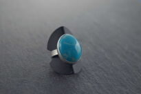 Pierścionek z Turkusem r.16 Srebro 925 Rękodzieło - 9