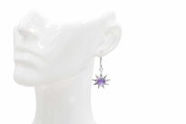 Kolczyki srebrne 925 ametyst SŁOŃCE wiszące fioletowe kamień naturalny - 6