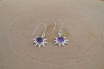 Kolczyki srebrne 925 ametyst SŁOŃCE wiszące fioletowe kamień naturalny - 8