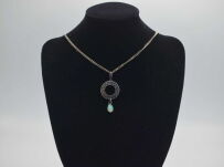 Wisior srebrny z opalem etiopskim ażurowe kółko oksydowane srebro 925 - 12