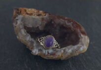 Srebrny pierścionek z czaroitem naturalny kamień ręcznie wykonany vintage r.17 - 4