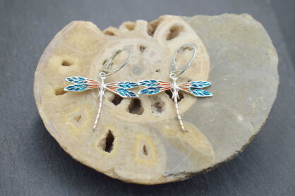 Kolczyki Ważki Barwione Ręcznie Robione Srebro 925