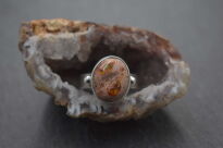 Pierścionek z Opalem Meksykańskim w Skale Macierzystej  Rękodzieło w Srebrze 925 r.19 - 6