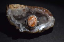 Pierścionek z Opalem Meksykańskim w Skale Macierzystej  Rękodzieło w Srebrze 925 r.19 - 7