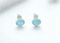Kolczyki Larimar Owalny Sztyft Srebro 925 - 3