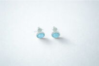 Kolczyki Larimar Owalny Sztyft Srebro 925 - 7