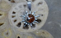 Zawieszka Słońce Słoneczko Bursztyn Srebro 925 - 7