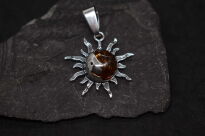 Zawieszka Słońce Słoneczko Bursztyn Srebro 925 - 10