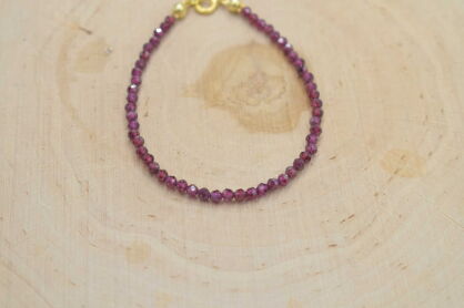 Bransoletka z granatu srebro złocone minimalistyczna granat almandyn 3 mm