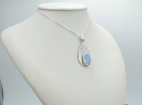 Srebrny wisiorek liść z naturalnym opalem etiopskim ręcznie robiony - 10