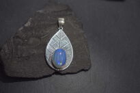 Srebrny wisiorek liść z naturalnym opalem etiopskim ręcznie robiony - 13