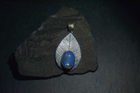 Srebrny wisiorek liść z naturalnym opalem etiopskim ręcznie robiony - 14