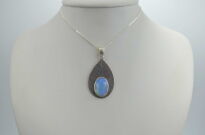 Srebrny wisiorek liść z naturalnym opalem etiopskim ręcznie robiony - 6